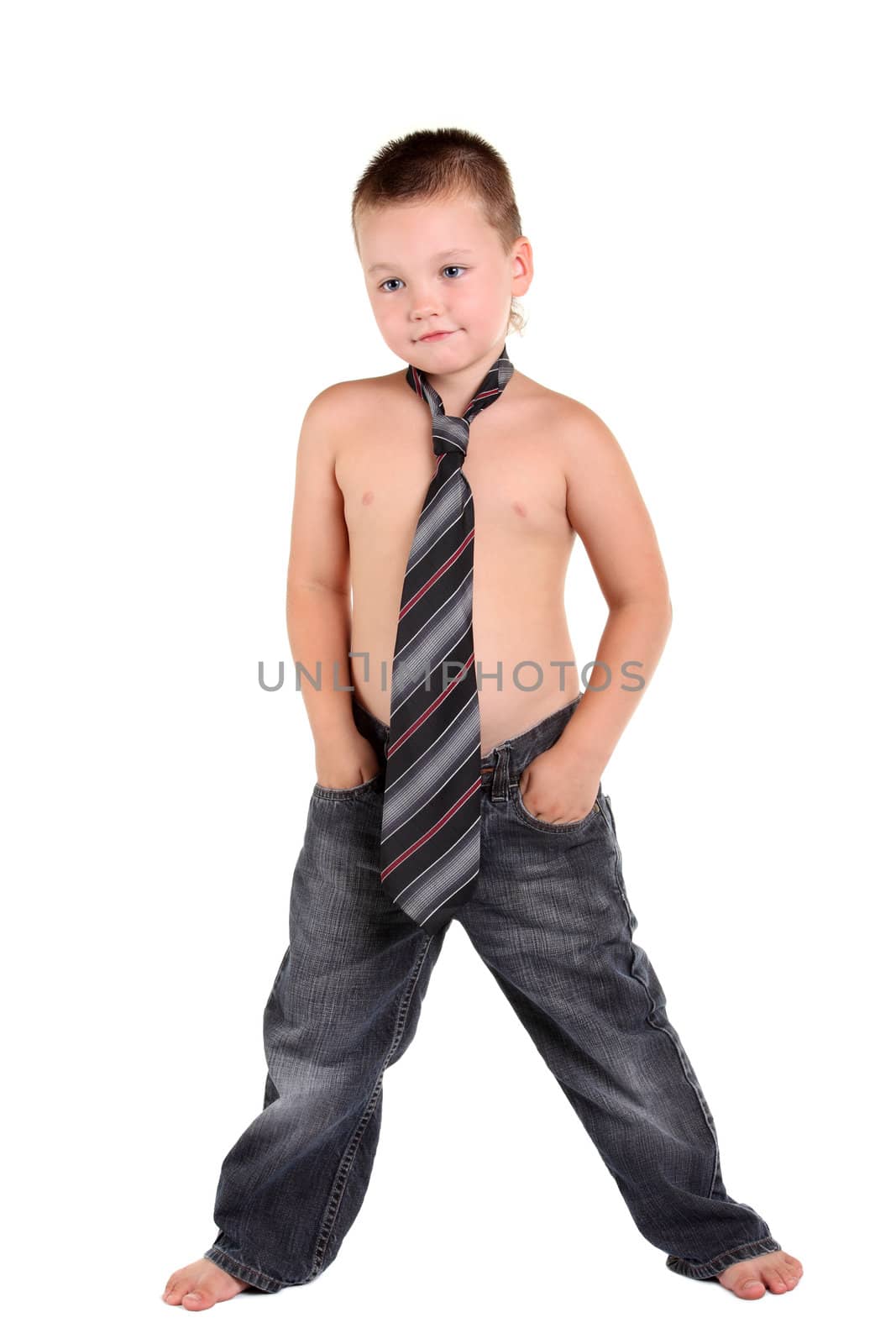 Little boy necktie on the white background
