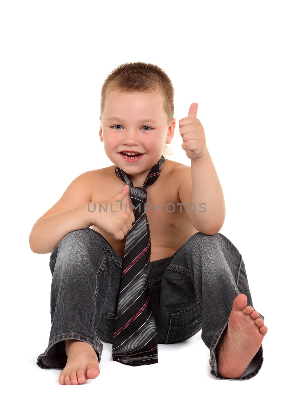 Little boy necktie on the white background
