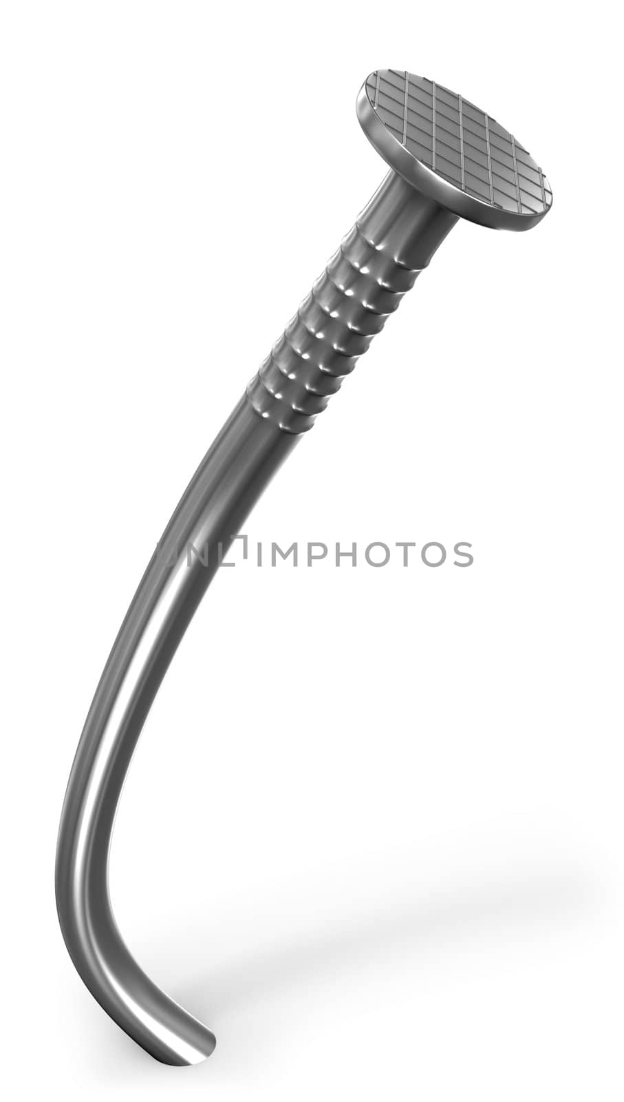 Bent nail isolated on white background