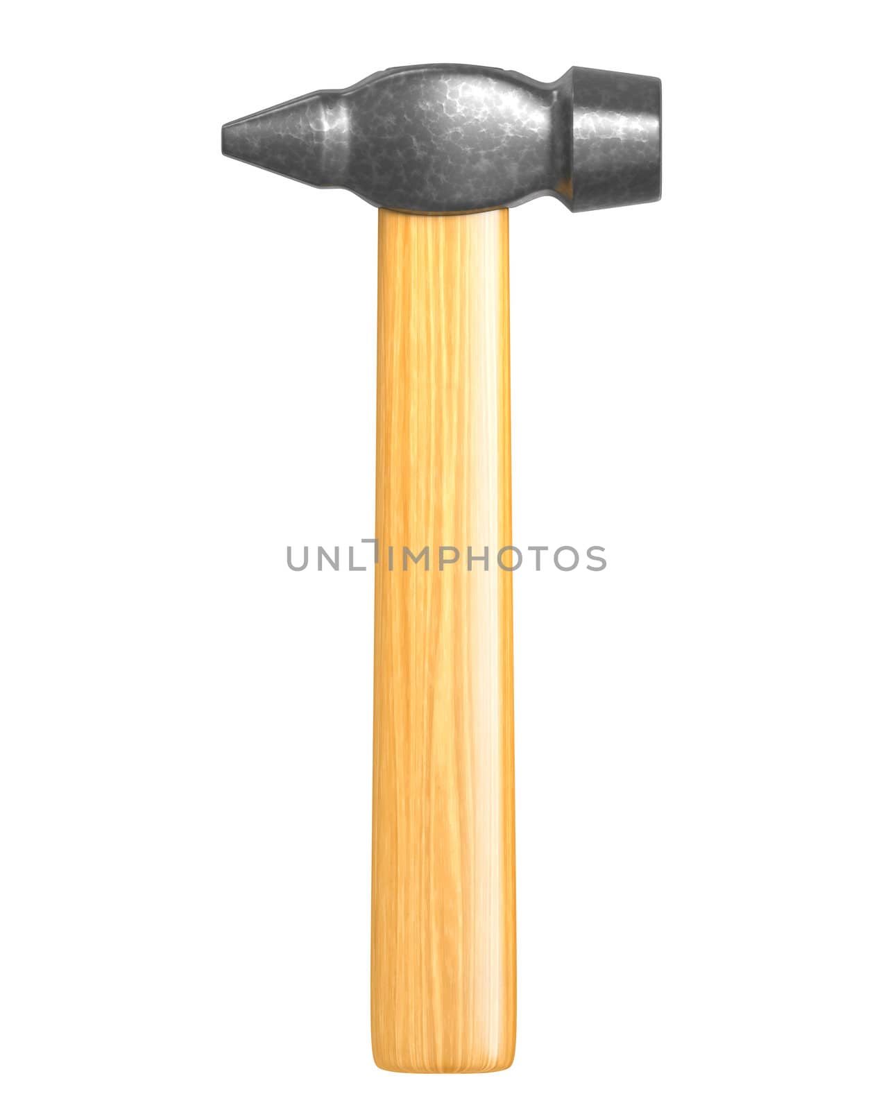 Classic hammer isolated on white background, frontal view