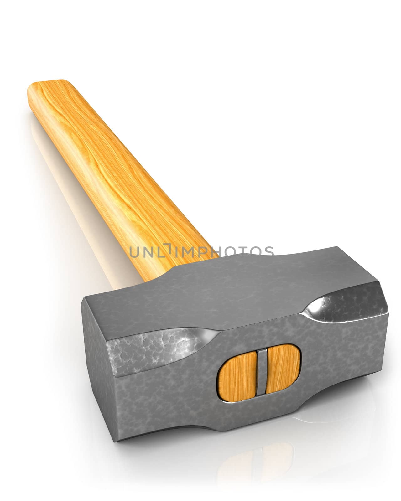 Metal sledge hammer isolated on white background, closeup