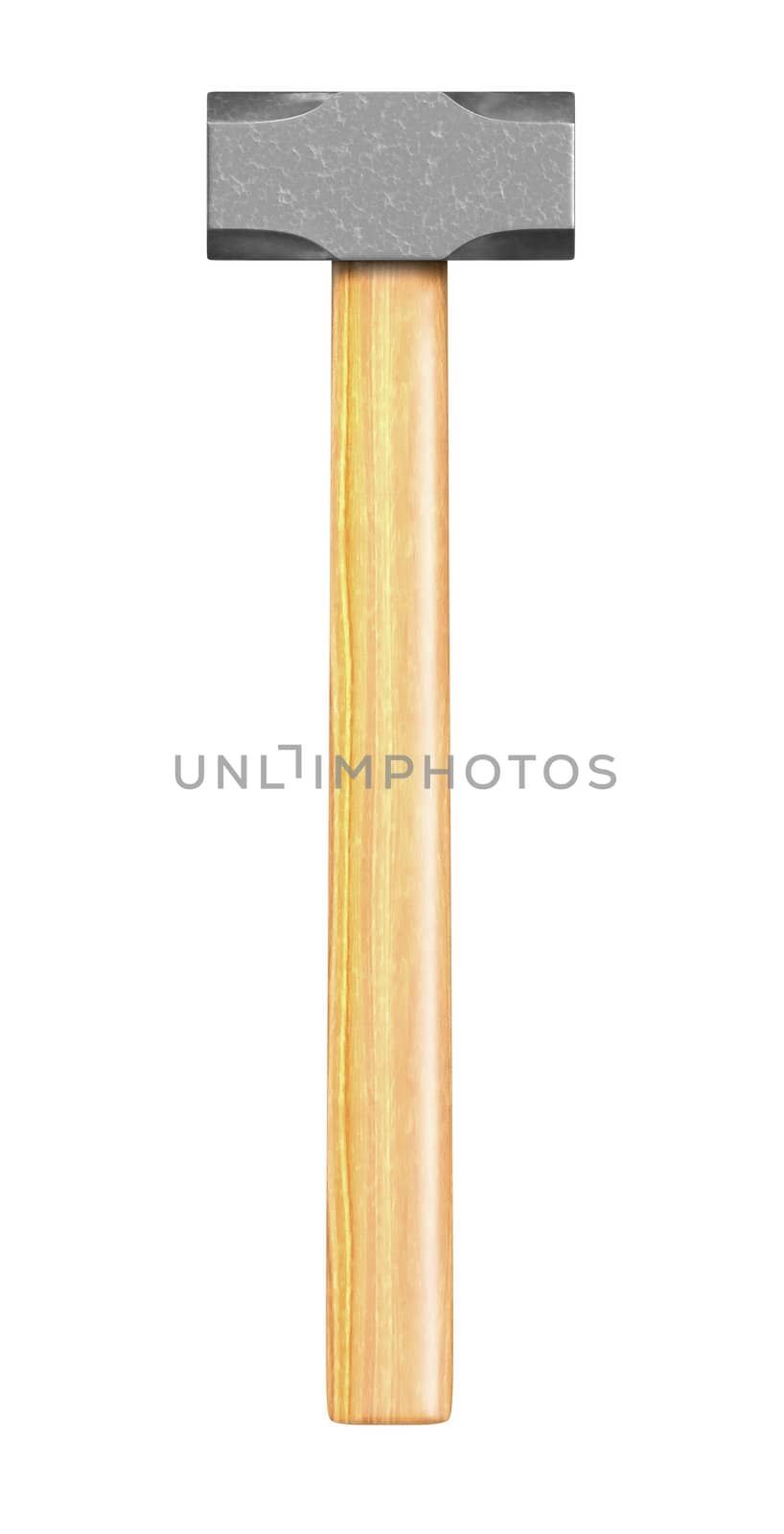 Metal sledge hammer isolated on white background, front view