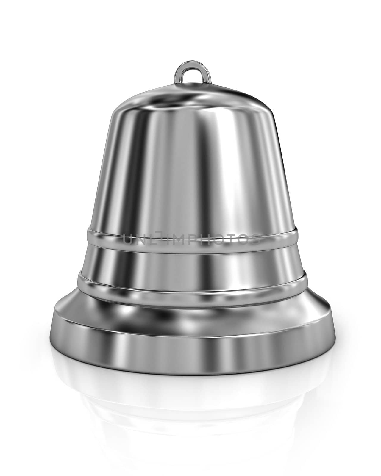 Shiny metal bell isolated on white background