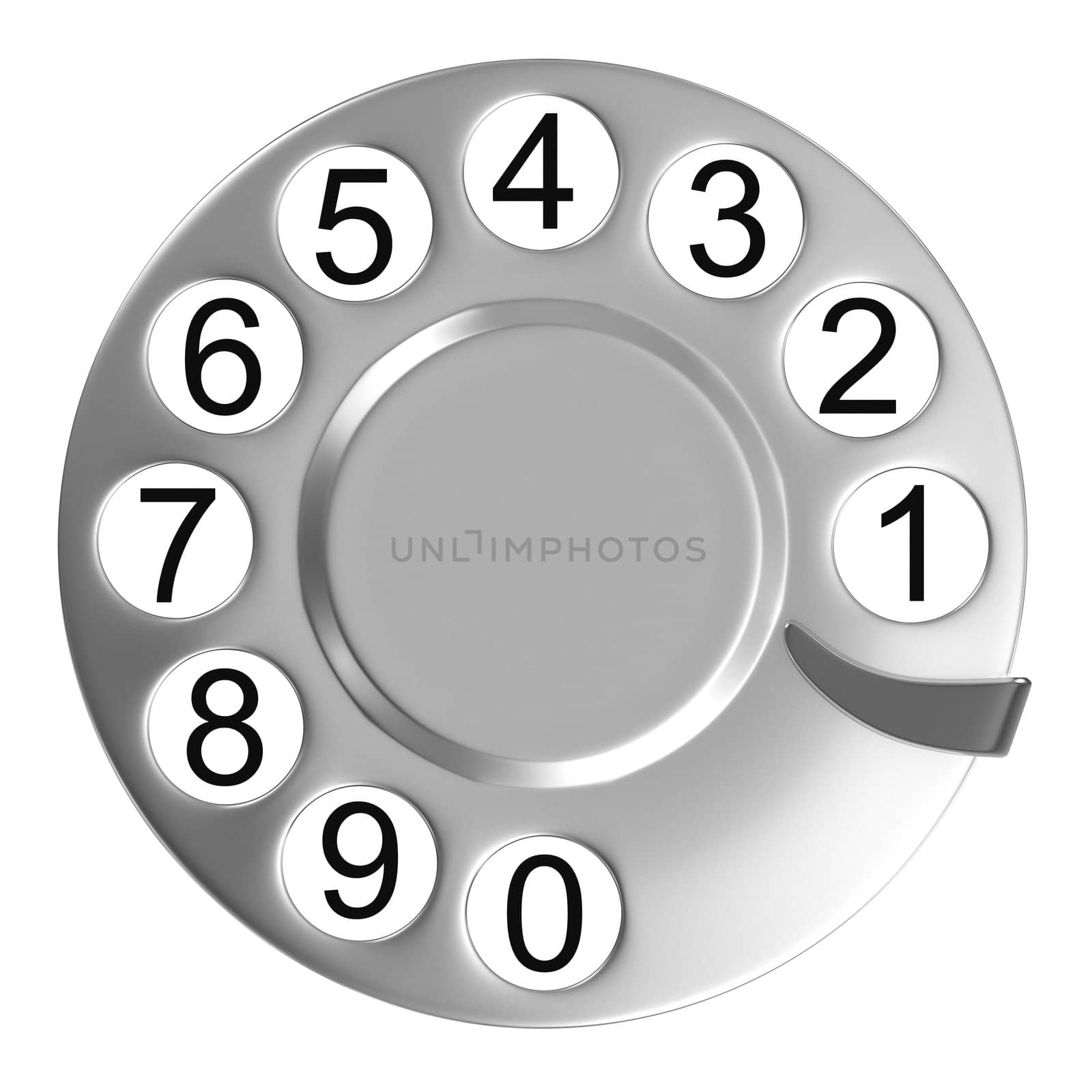 Silver telephone disc isolated  on white background