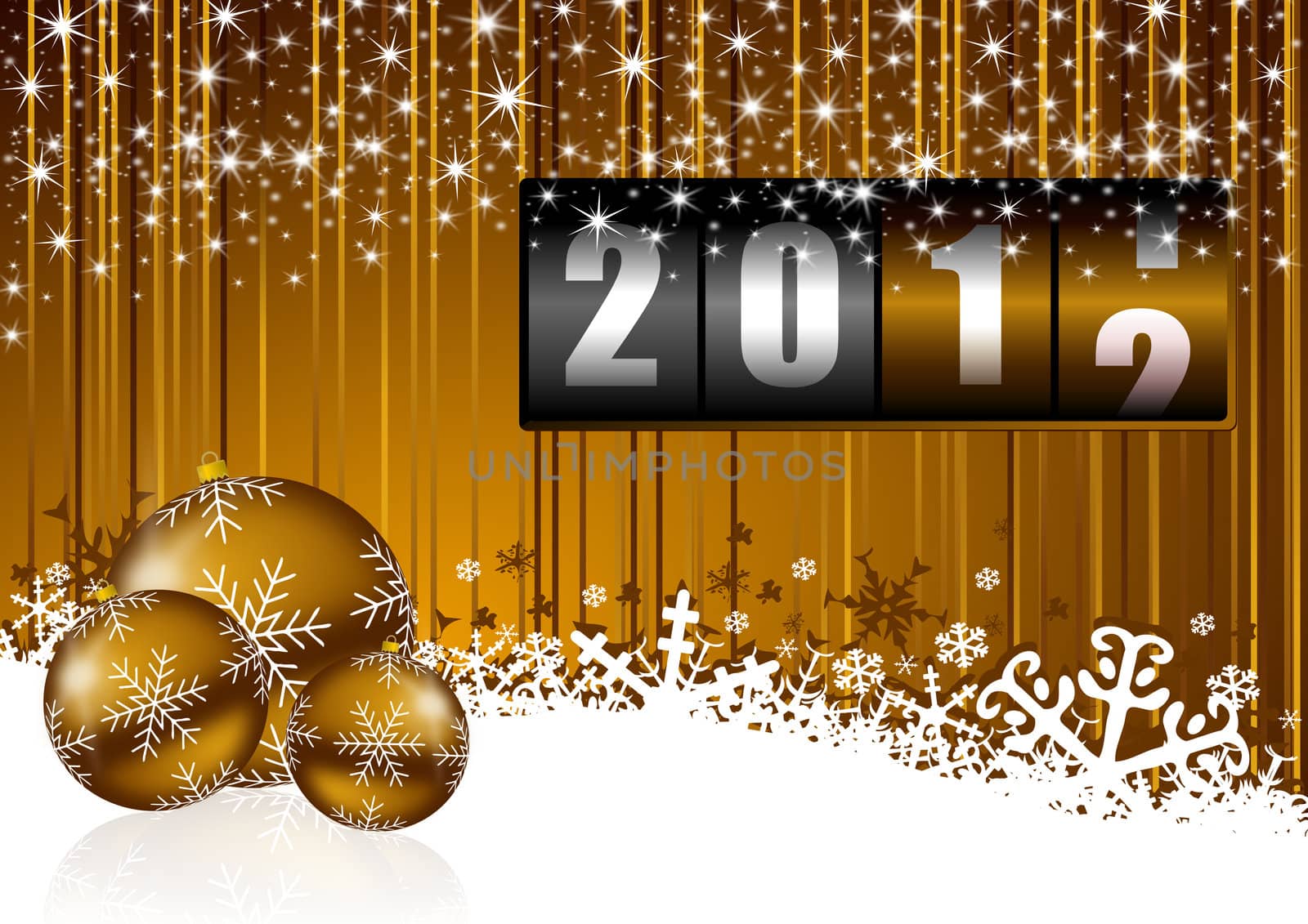 new year background with christmas balls and counter