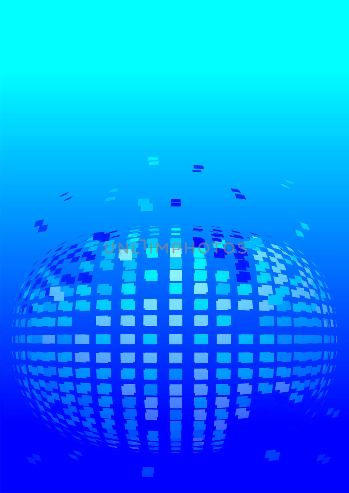 mosaic sphere on a blue background