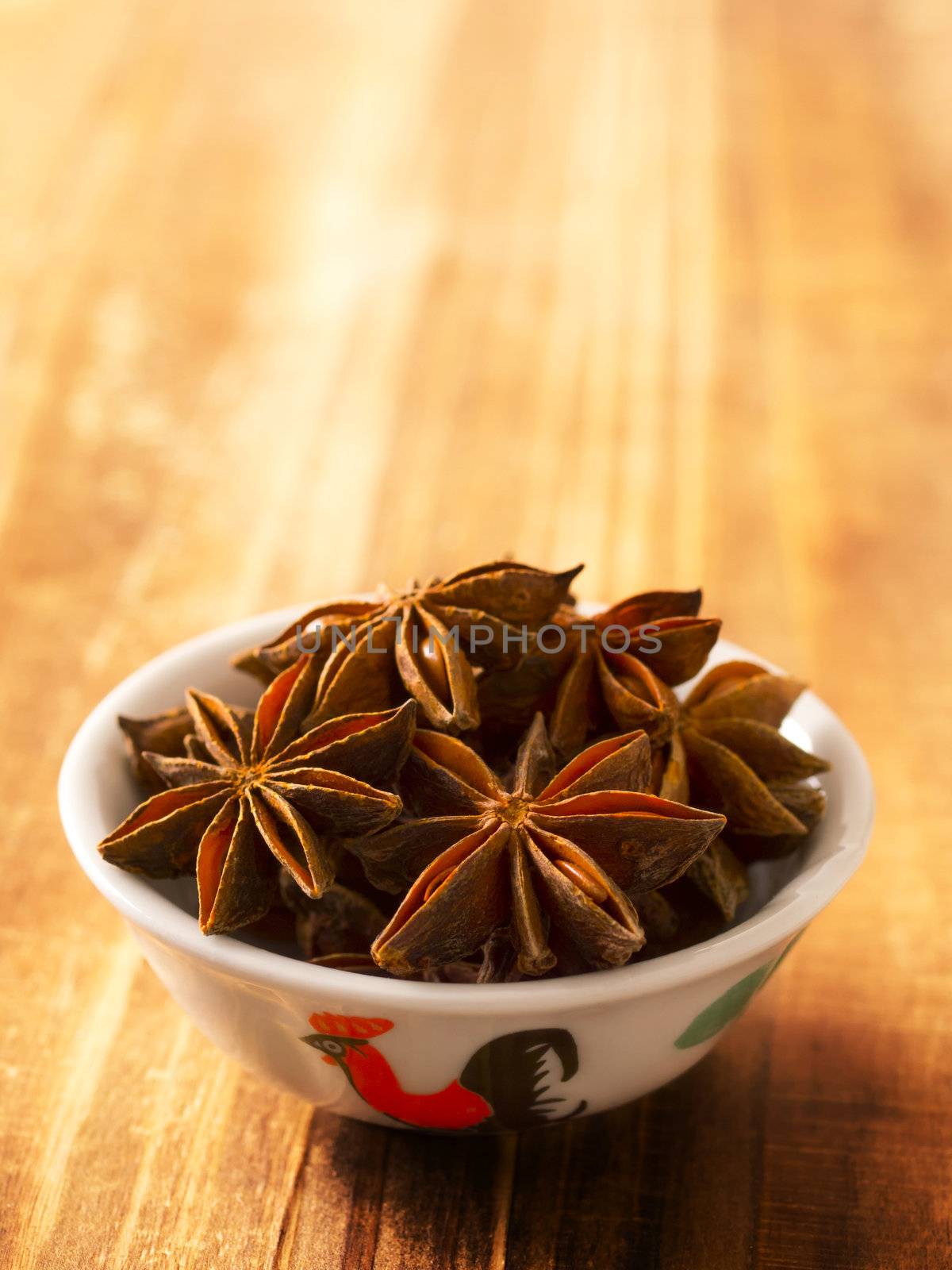 close up of a bowl of star anise