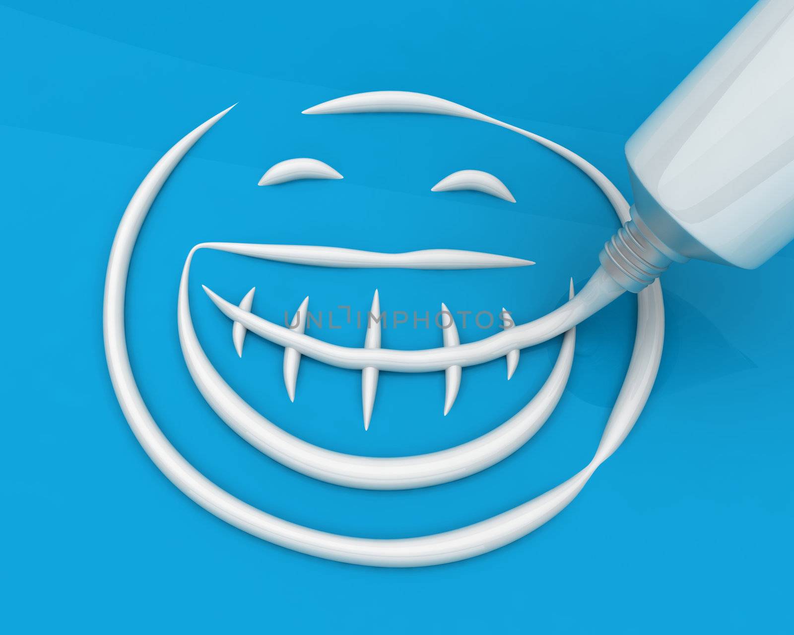 Drawing smiley with toothpaste pouring from a tube
