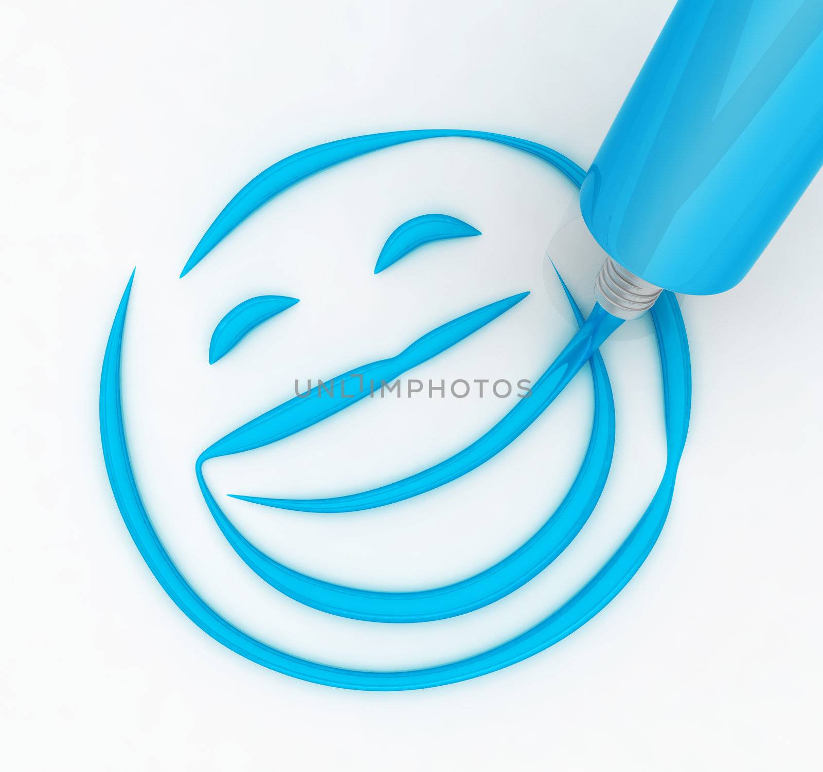 Drawing smiley with toothpaste pouring from a tube