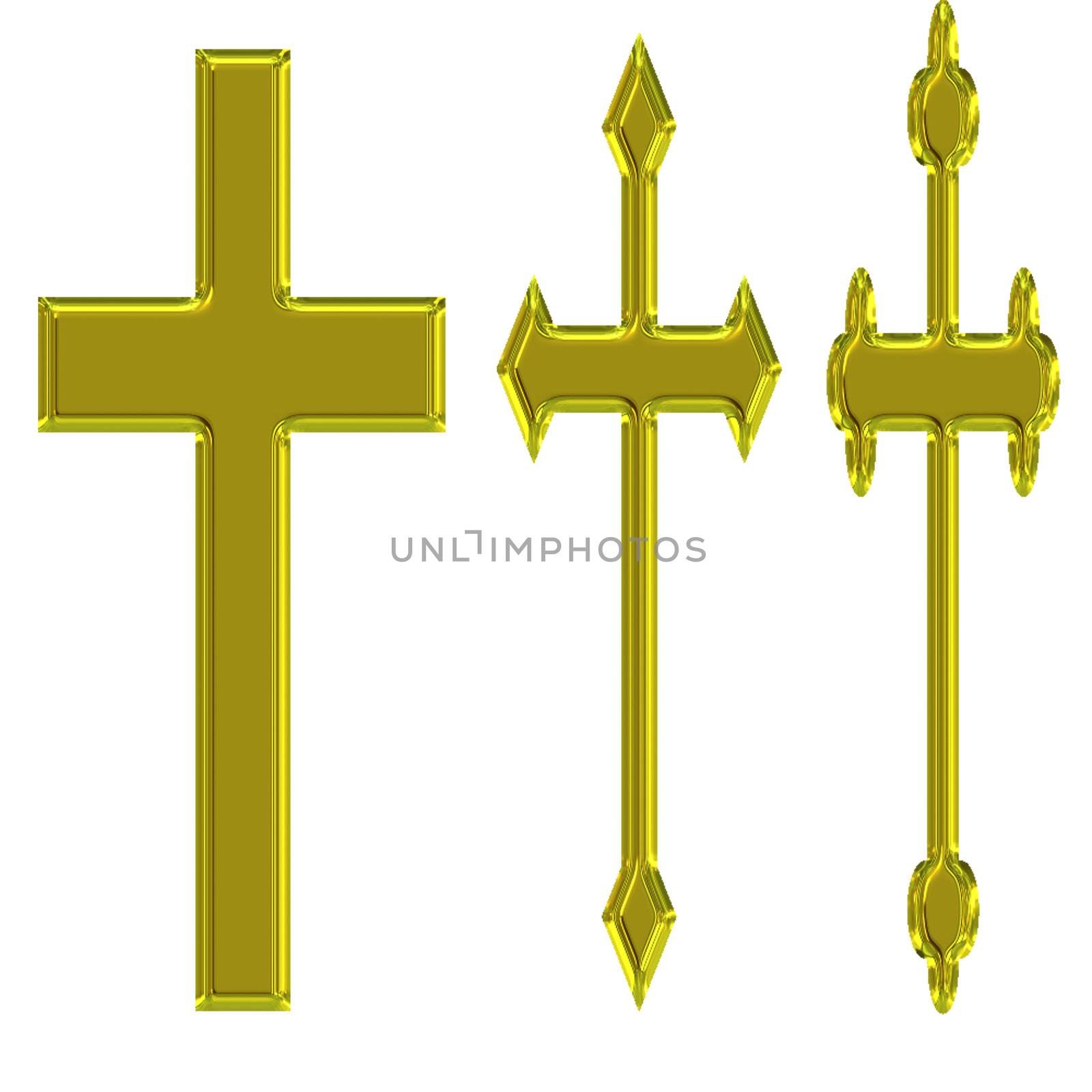 three golden crosses