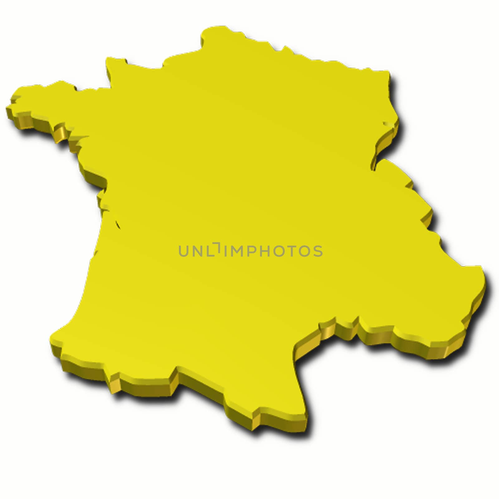 3d map of france  in golden color
