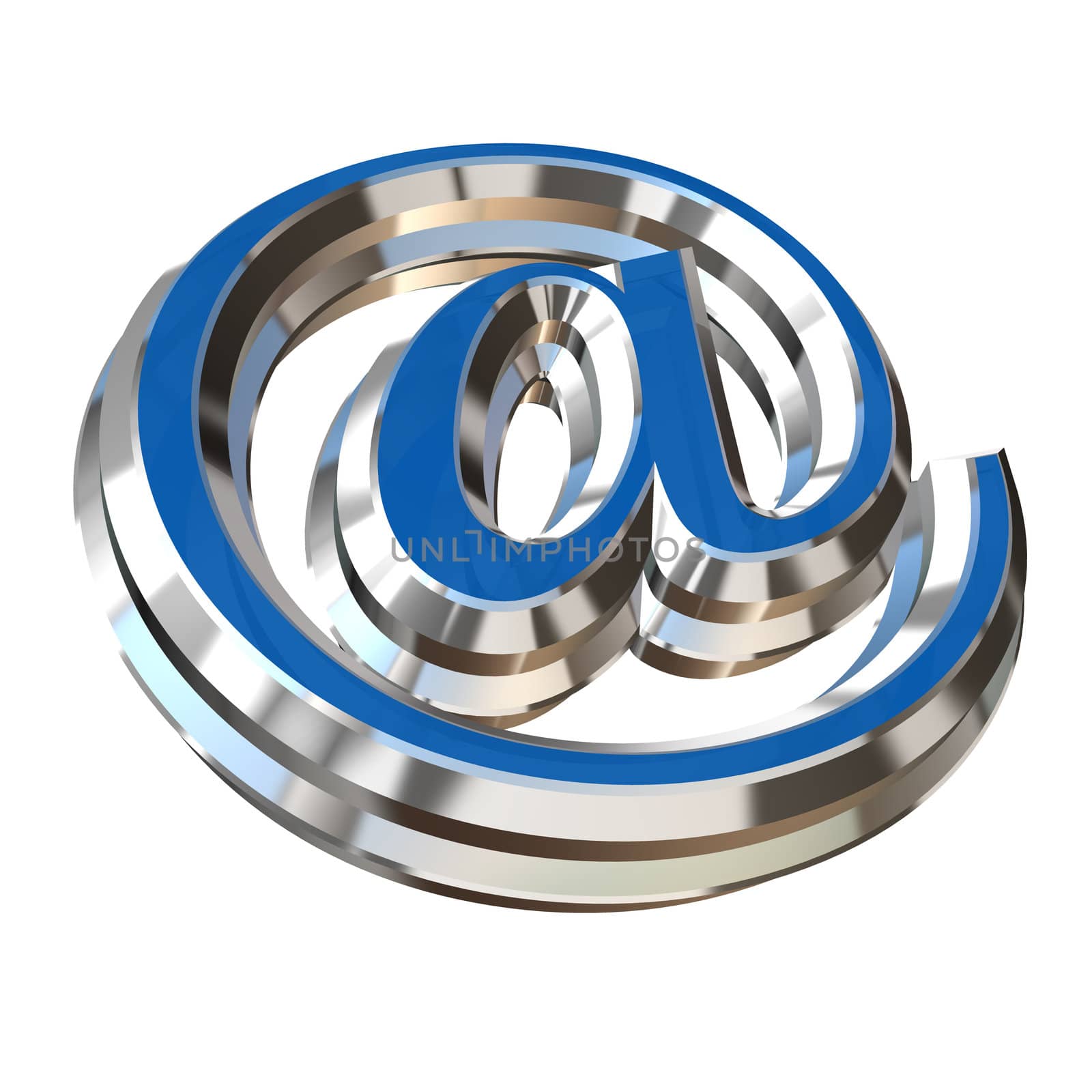 3d alias of email in metalic blue isolated on a white background