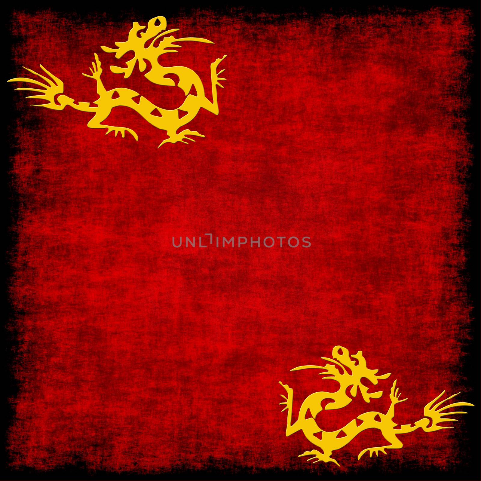 chinese golden dragon on a grungy red background