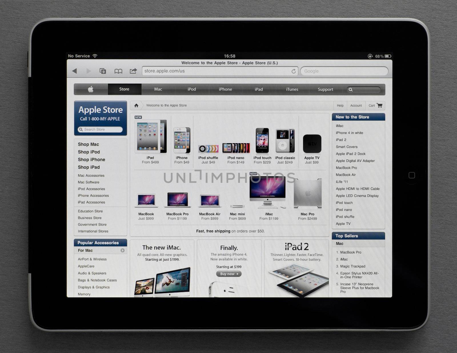 Kiev, Ukraine - May 17, 2011: Apple Store web page on Apple Ipad screen.