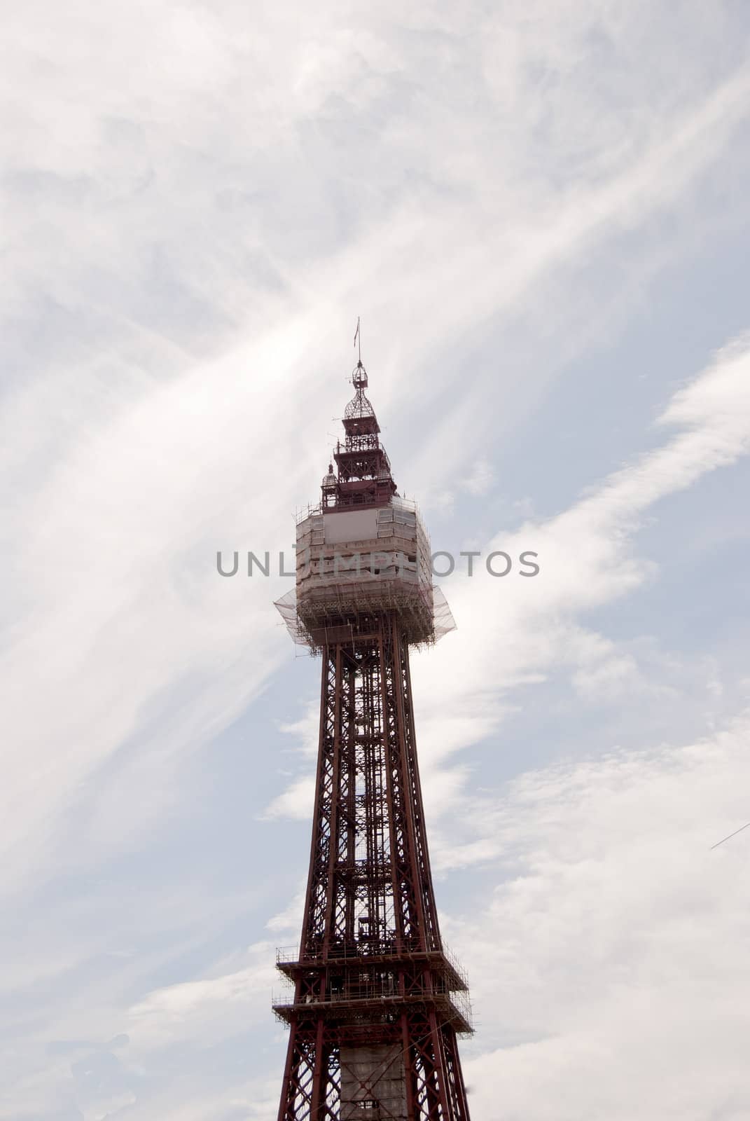 The Famous Tower of Blackpool under a blue sky