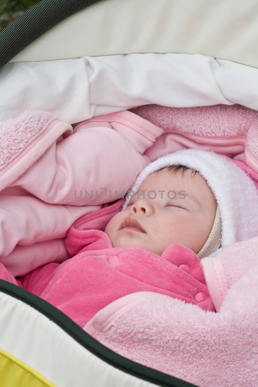 people series: little girl are sleepping in cradle