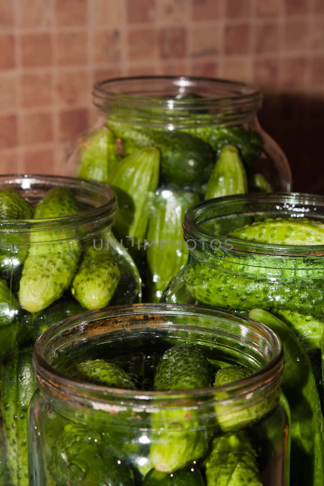 Pickles in an open pot