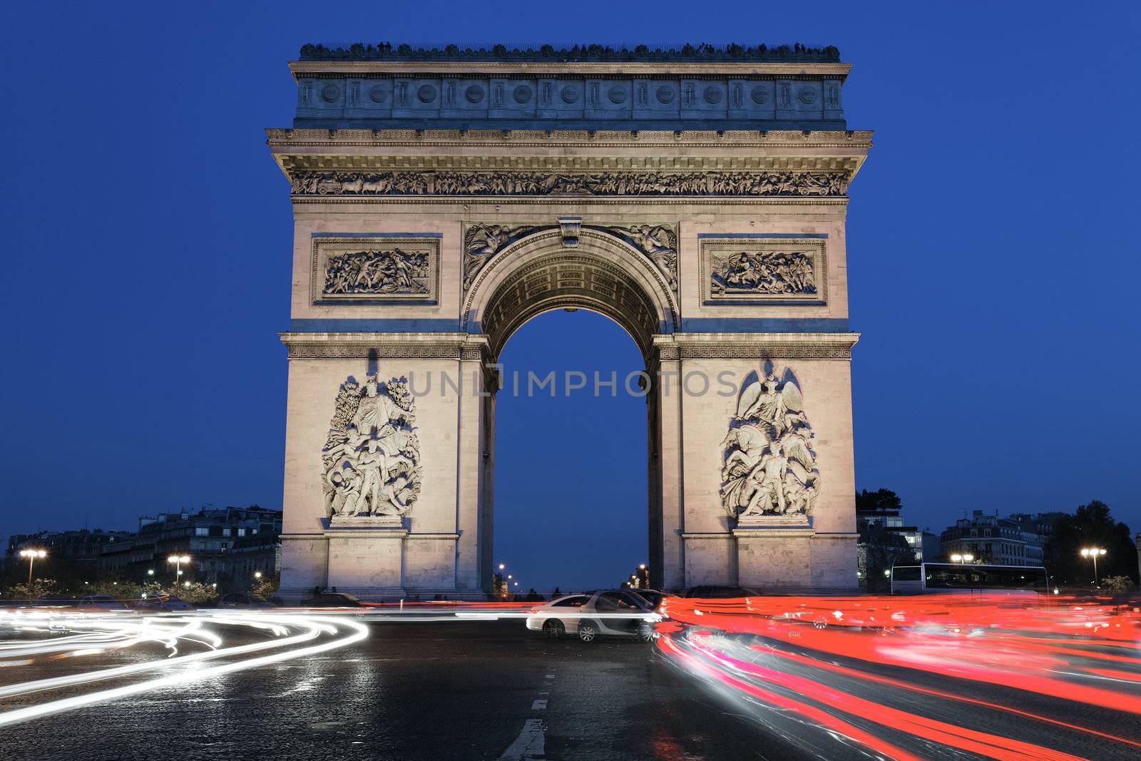 Arc de Triomphe by night, Paris France 