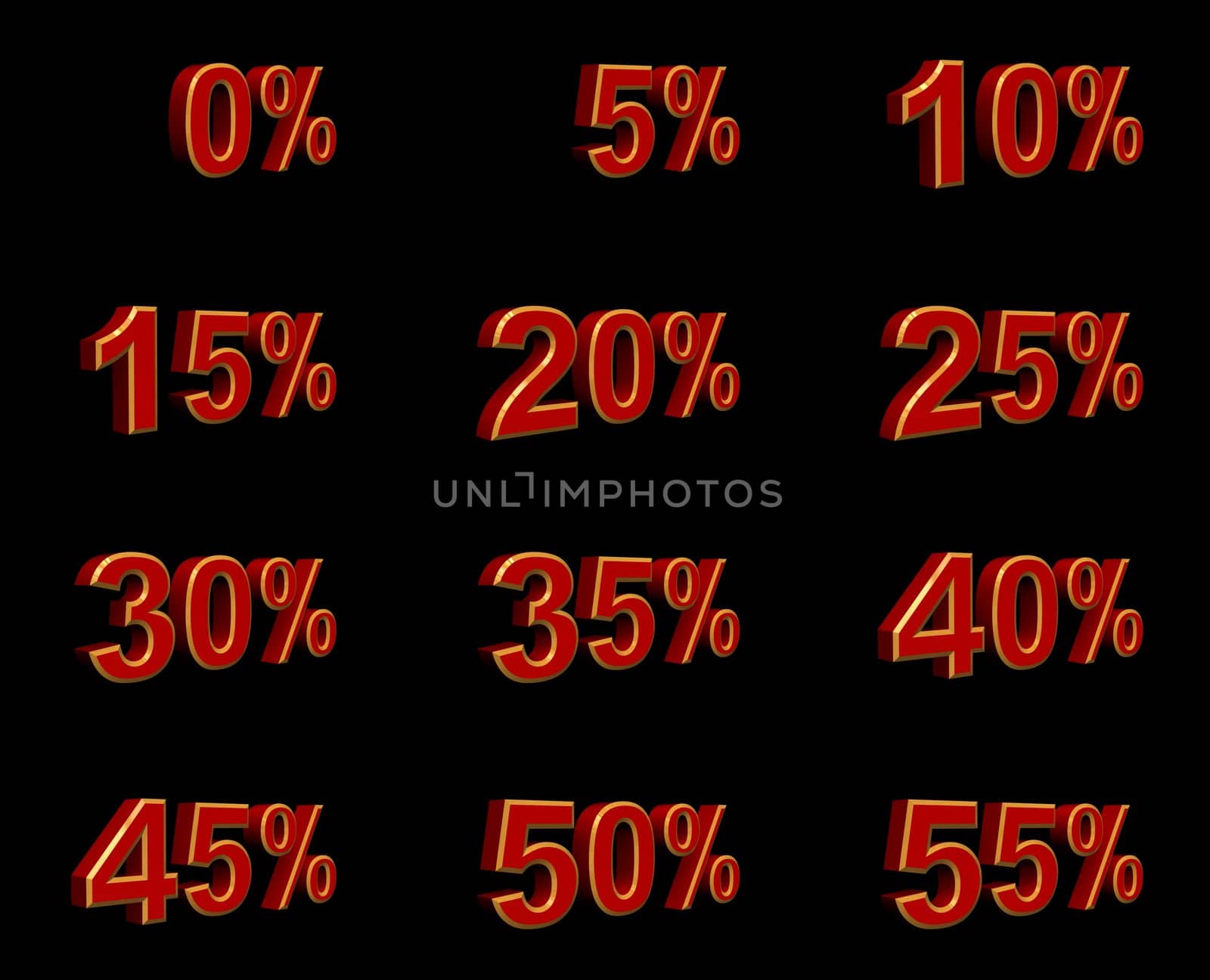 3d rendered percentage signs
