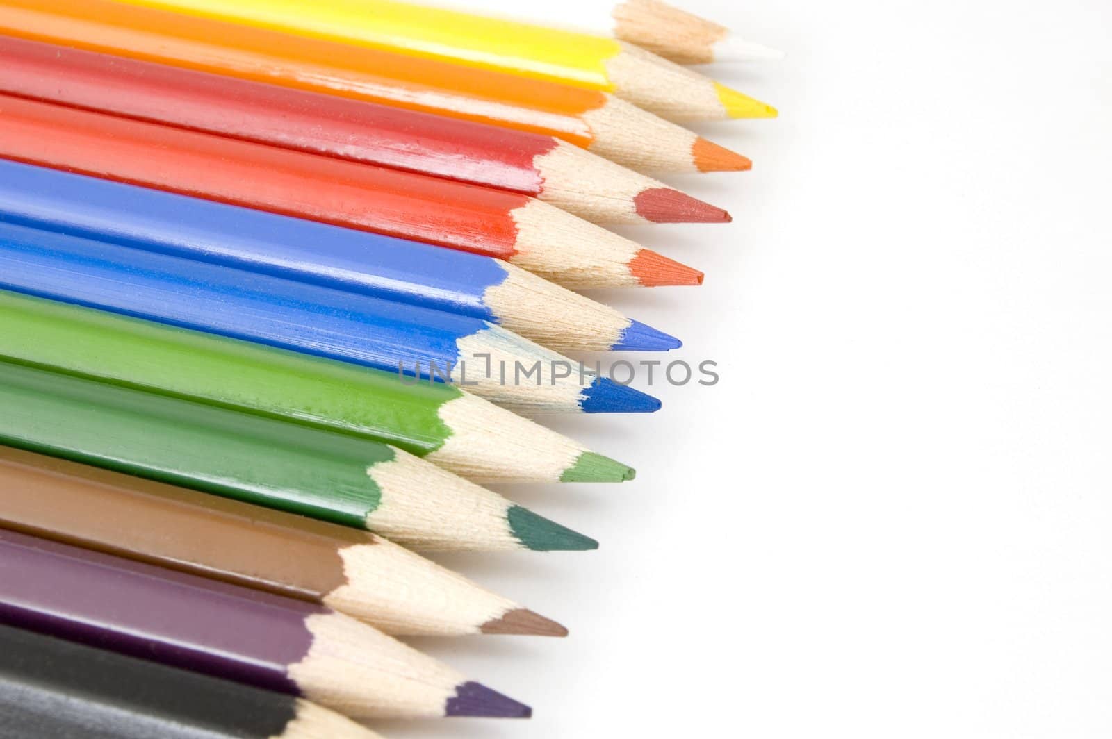 isolated colour pencils on white background
