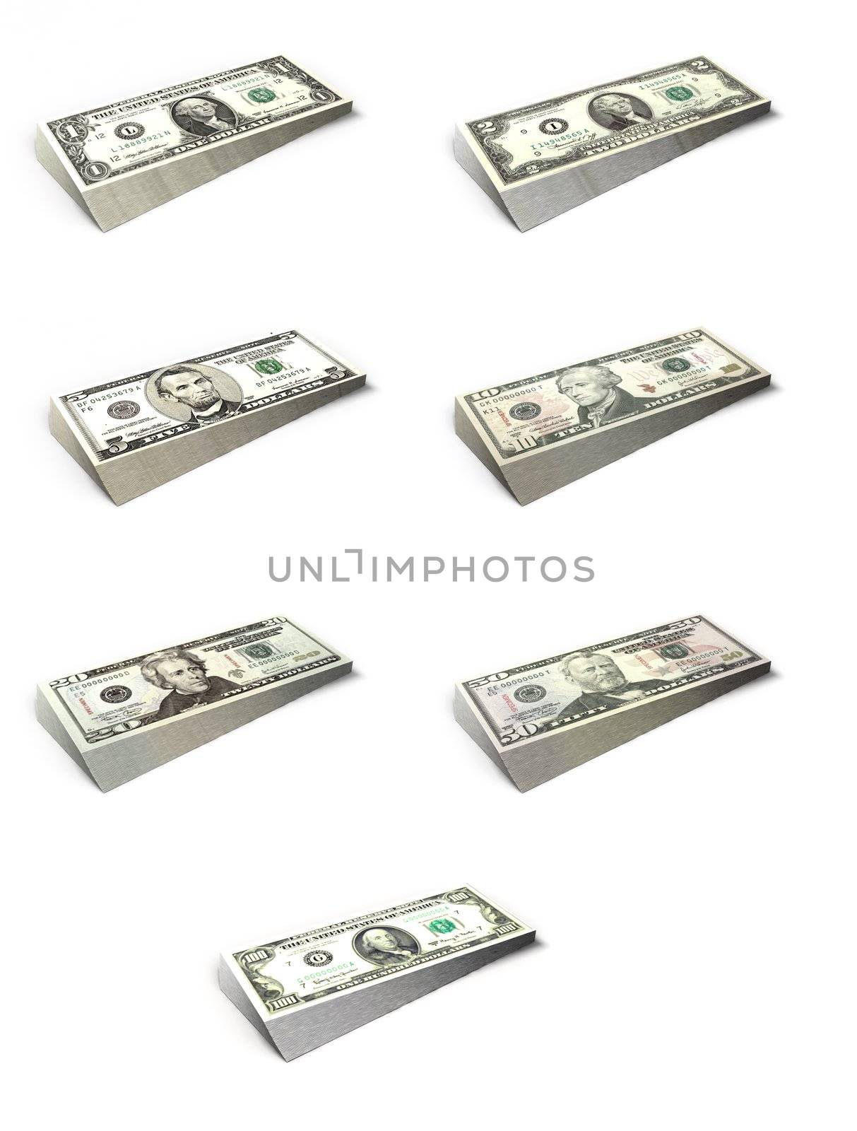 3d rendered dollars