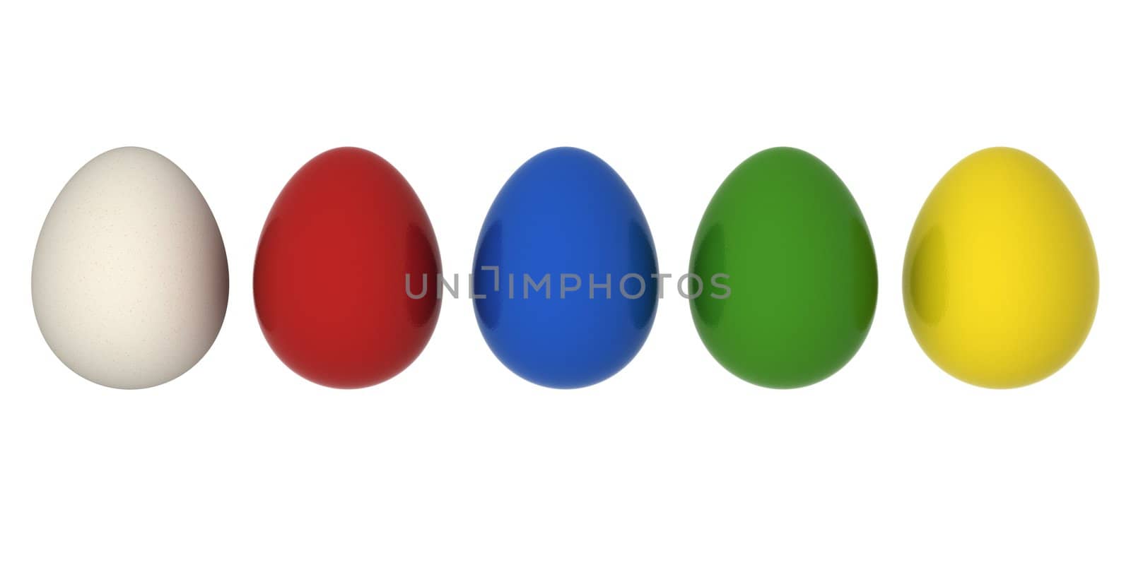 3d rendered easter eggs in differenr colours