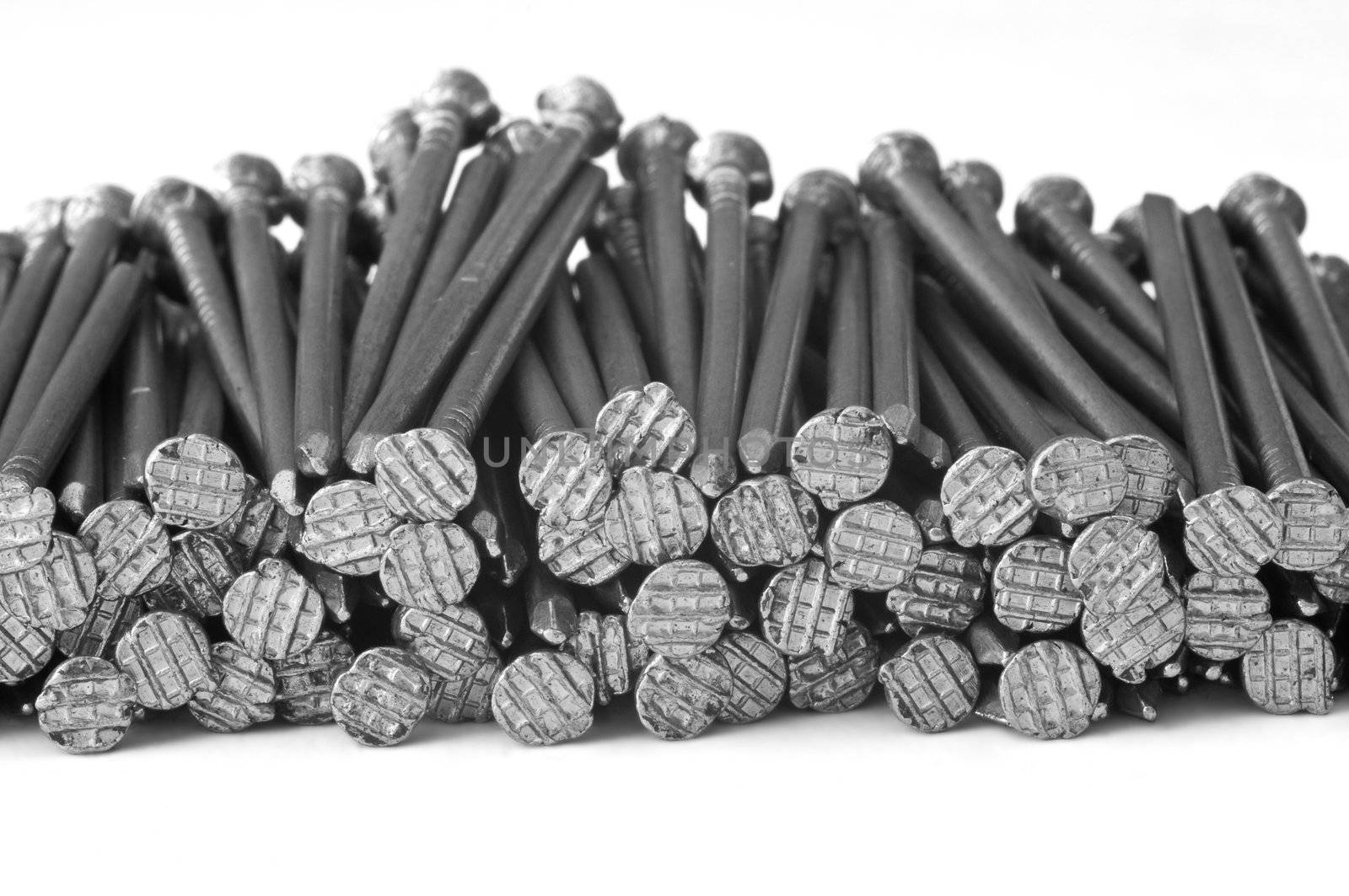 close-up of iron nails