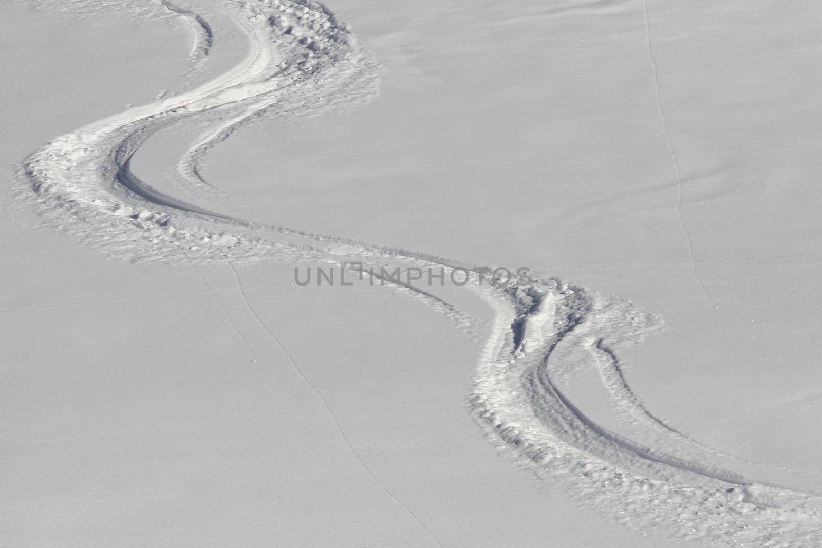 Ski tracks in the snow by monner