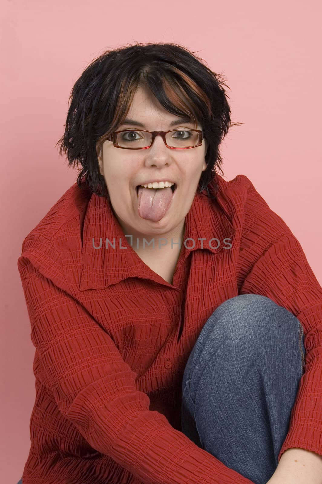 crazy woman sticking out her tongue by ladyminnie