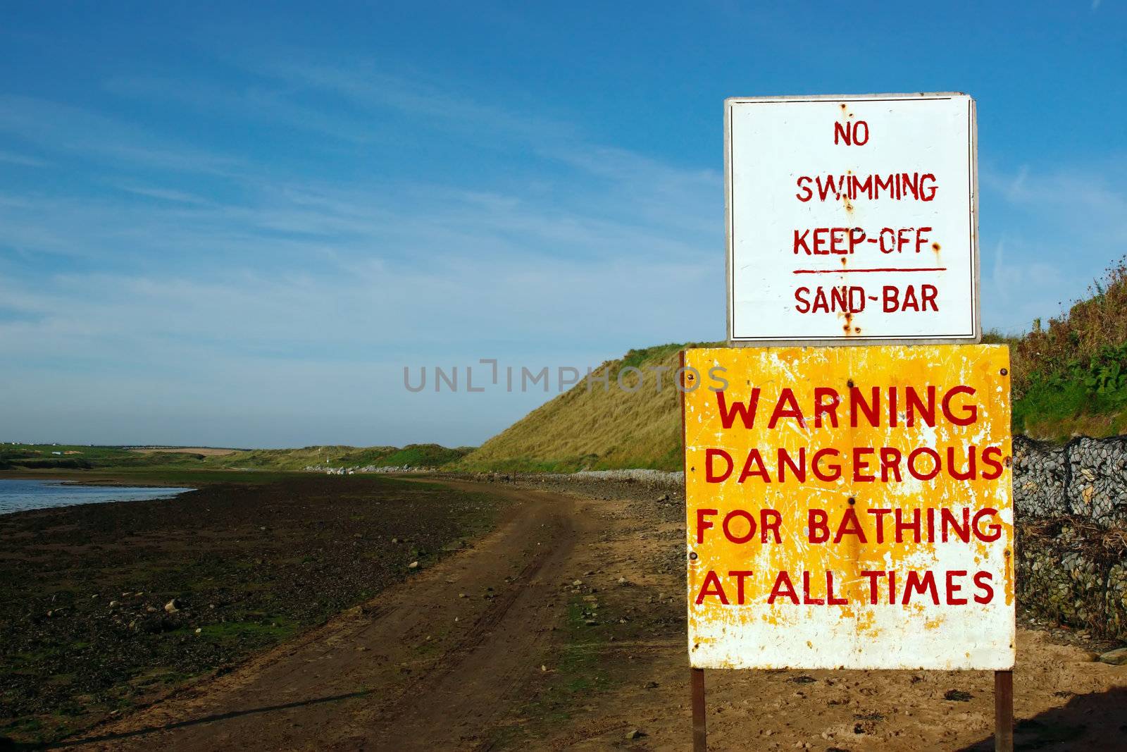 a warning sign for no swimming in kerry ireland