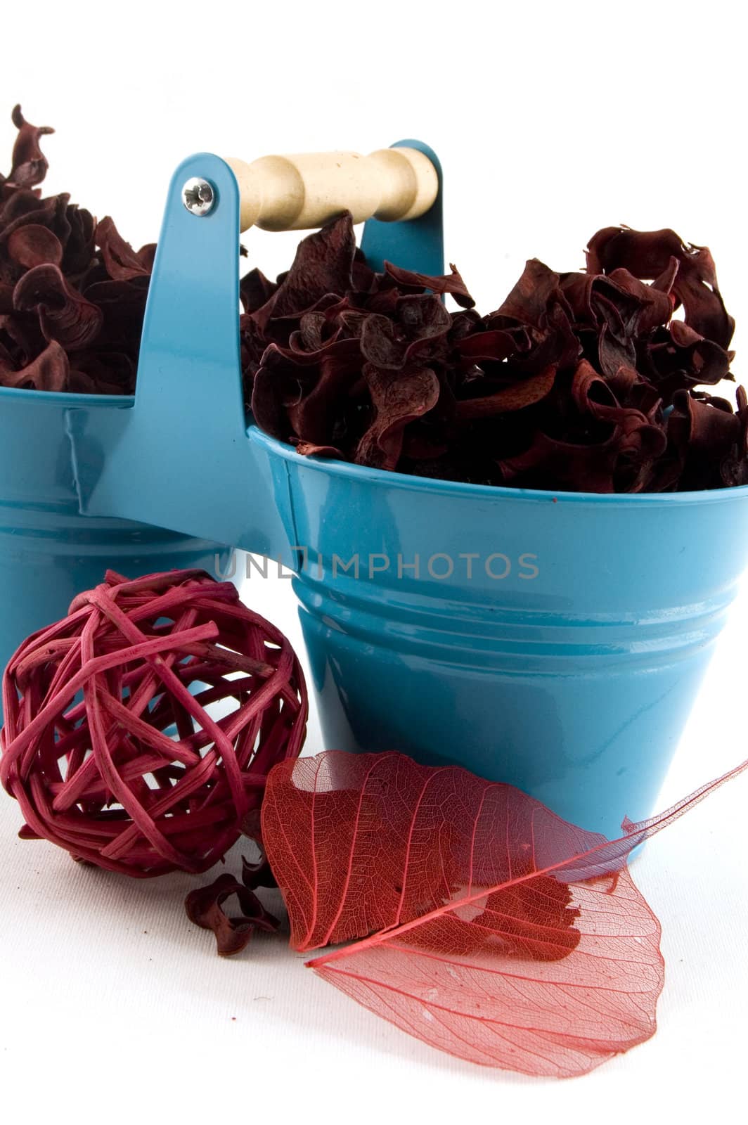 blue and pink garden decoration with potpourri