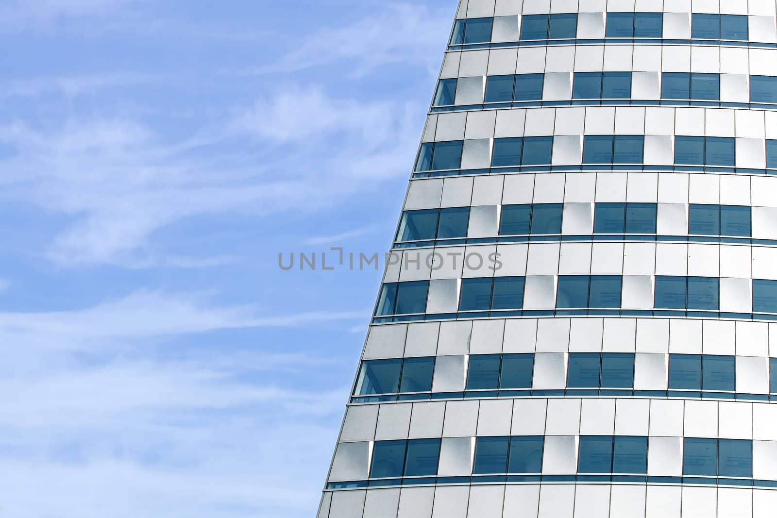 Modern building on blue sky background