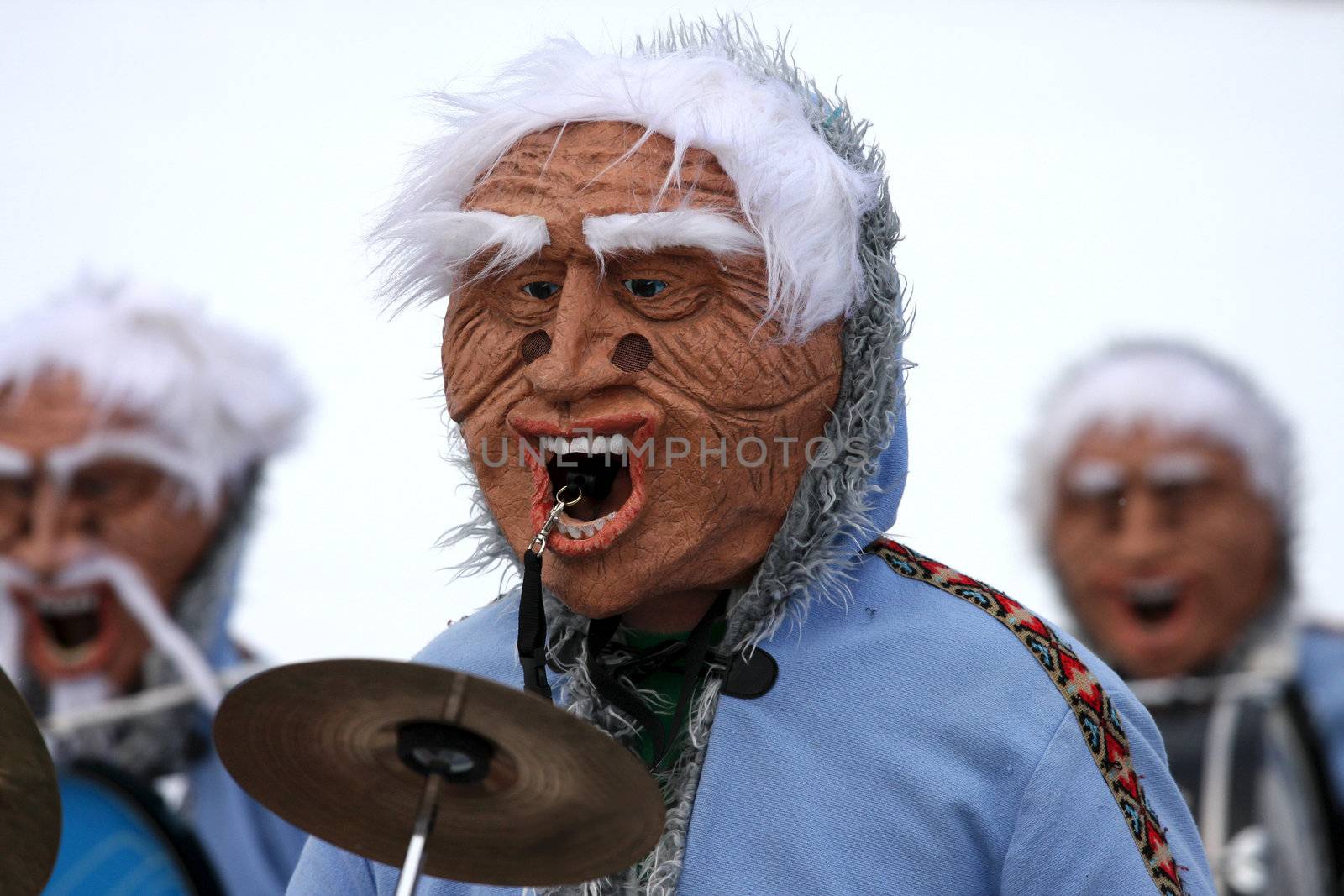 Masquerades showing old men at Carneval in Switzerland