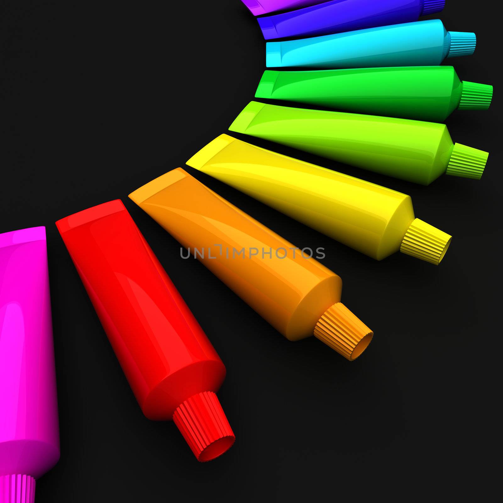 Color tubes in a row