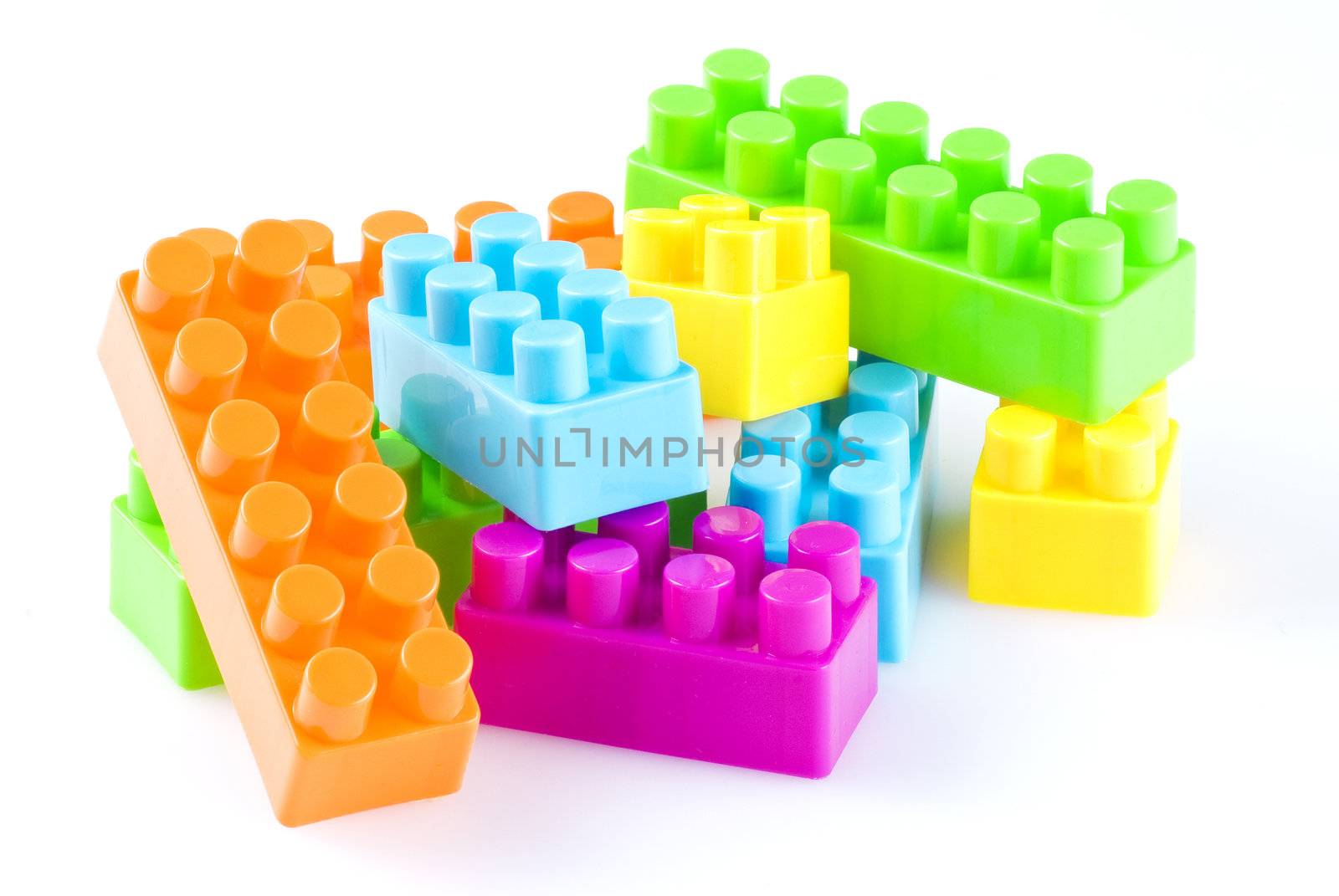 Colorfull plastic blocks isolated on white background