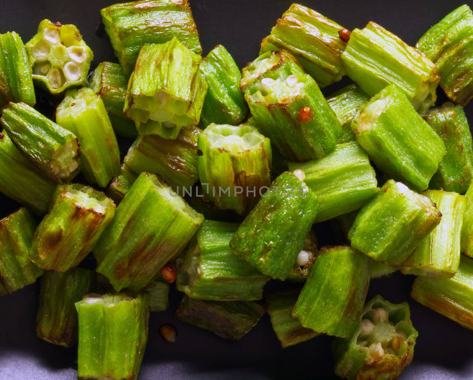 close up of a heap of okra