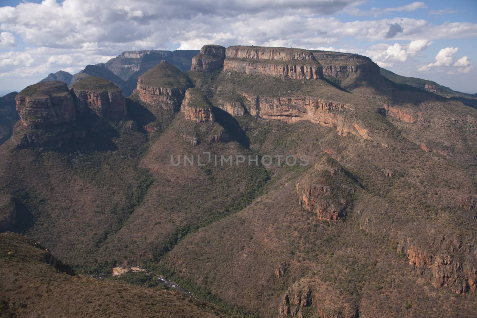 The Three Rondavels on an escarpment in the Blyde River Canyon Nature Reserve in Mpumalanga, South Africa