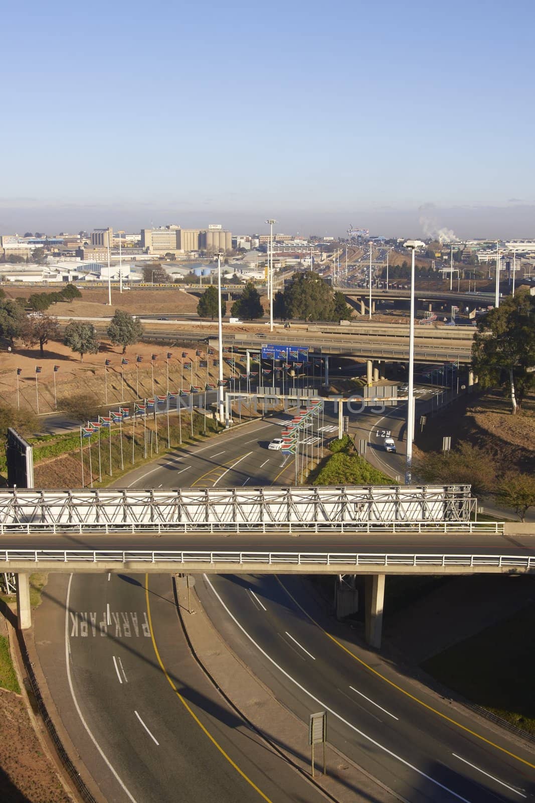 Empty urban road in Johannesburg, South Africa