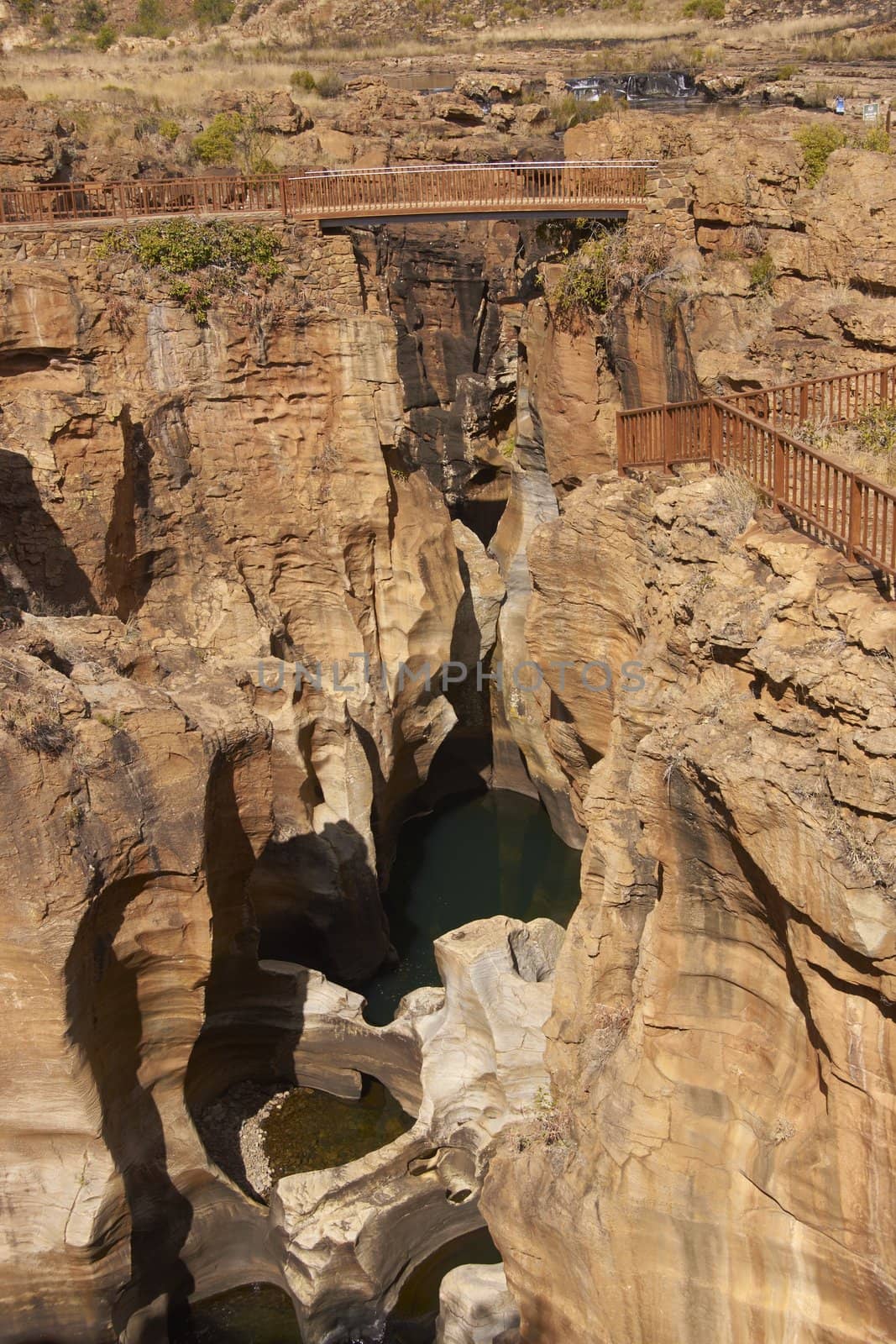 Eroded river canyon at Bourke's Luck Potholes on the Blyde River in Mpumalanga, South Africa