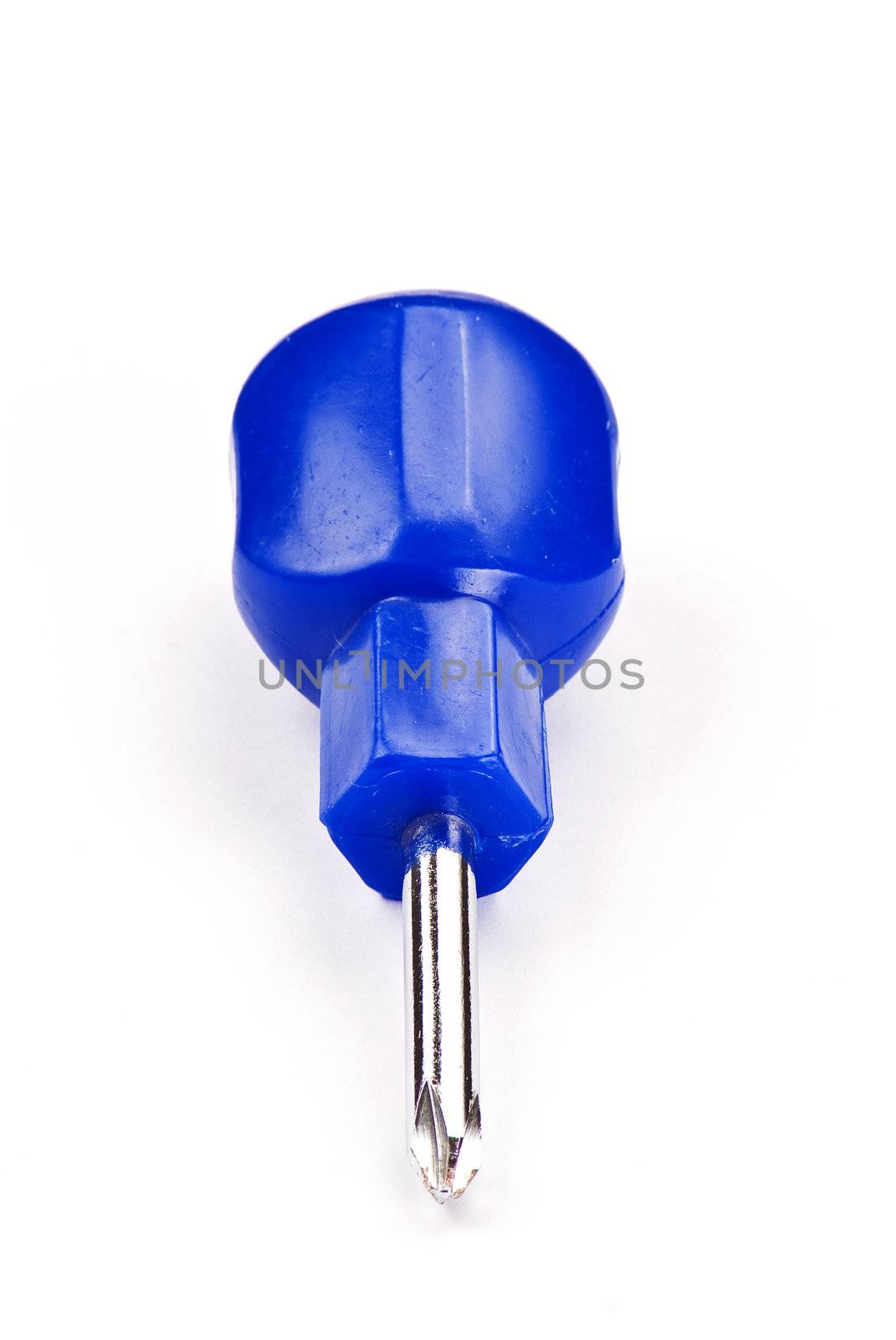 Mini screwdriver over white background