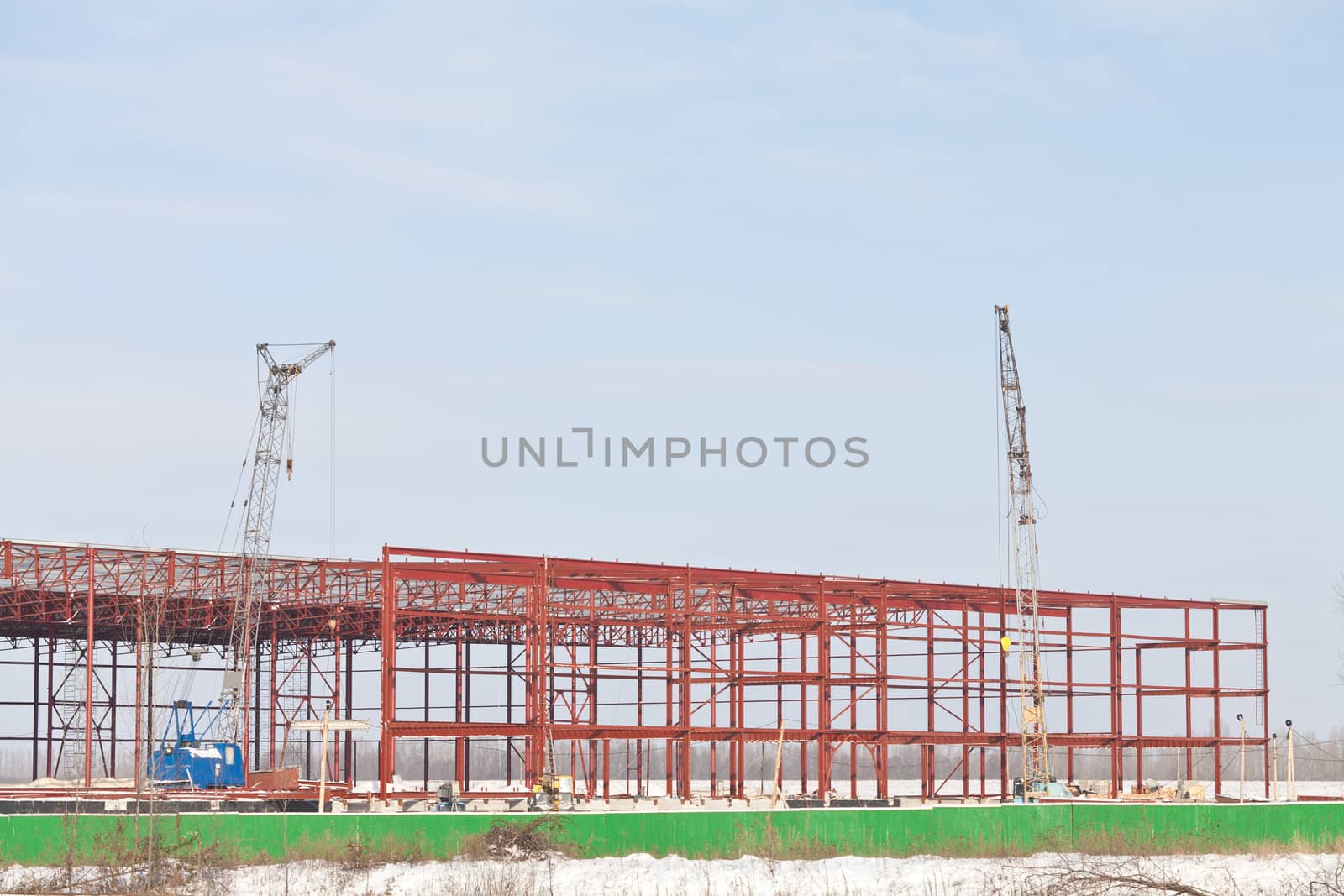building series: industrial site under construction in winter