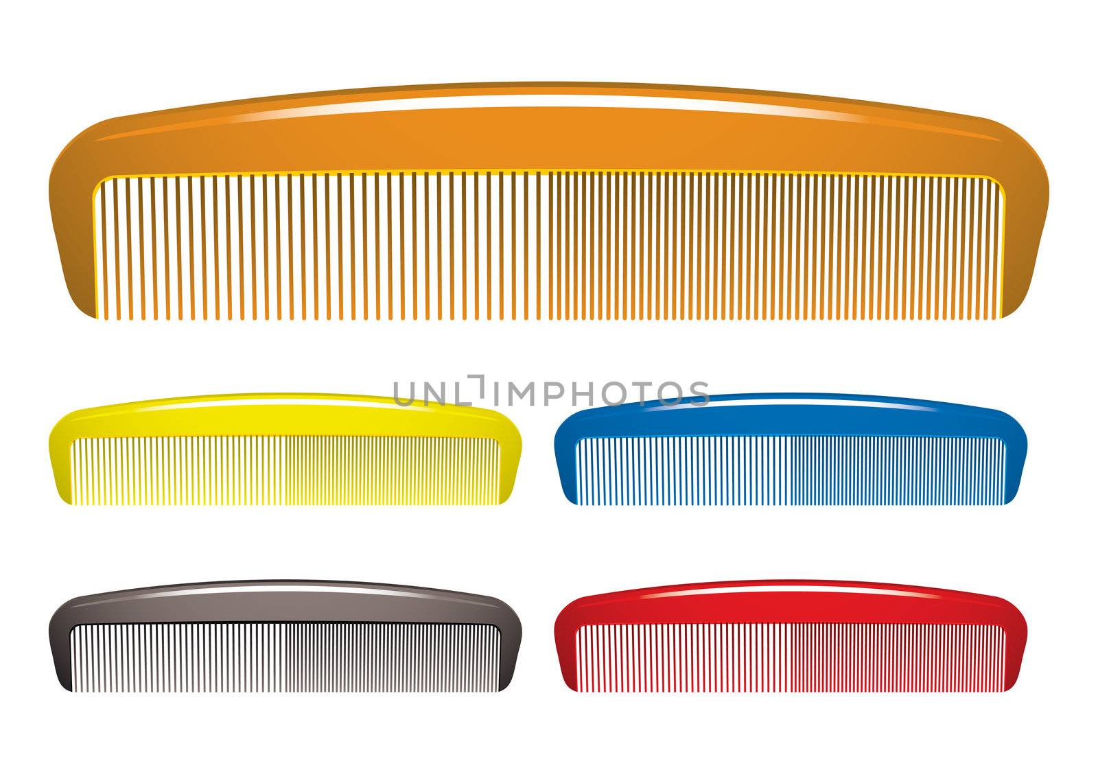 Plastic colourful hair comb collection for hairdressers