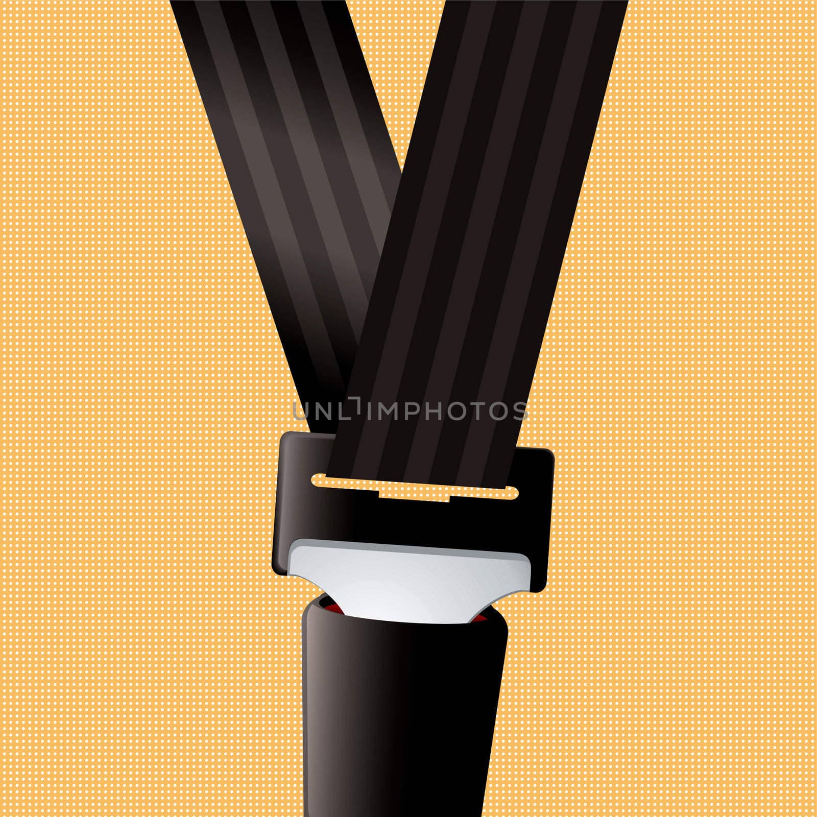 Saftey seat belt clipped in with orange background