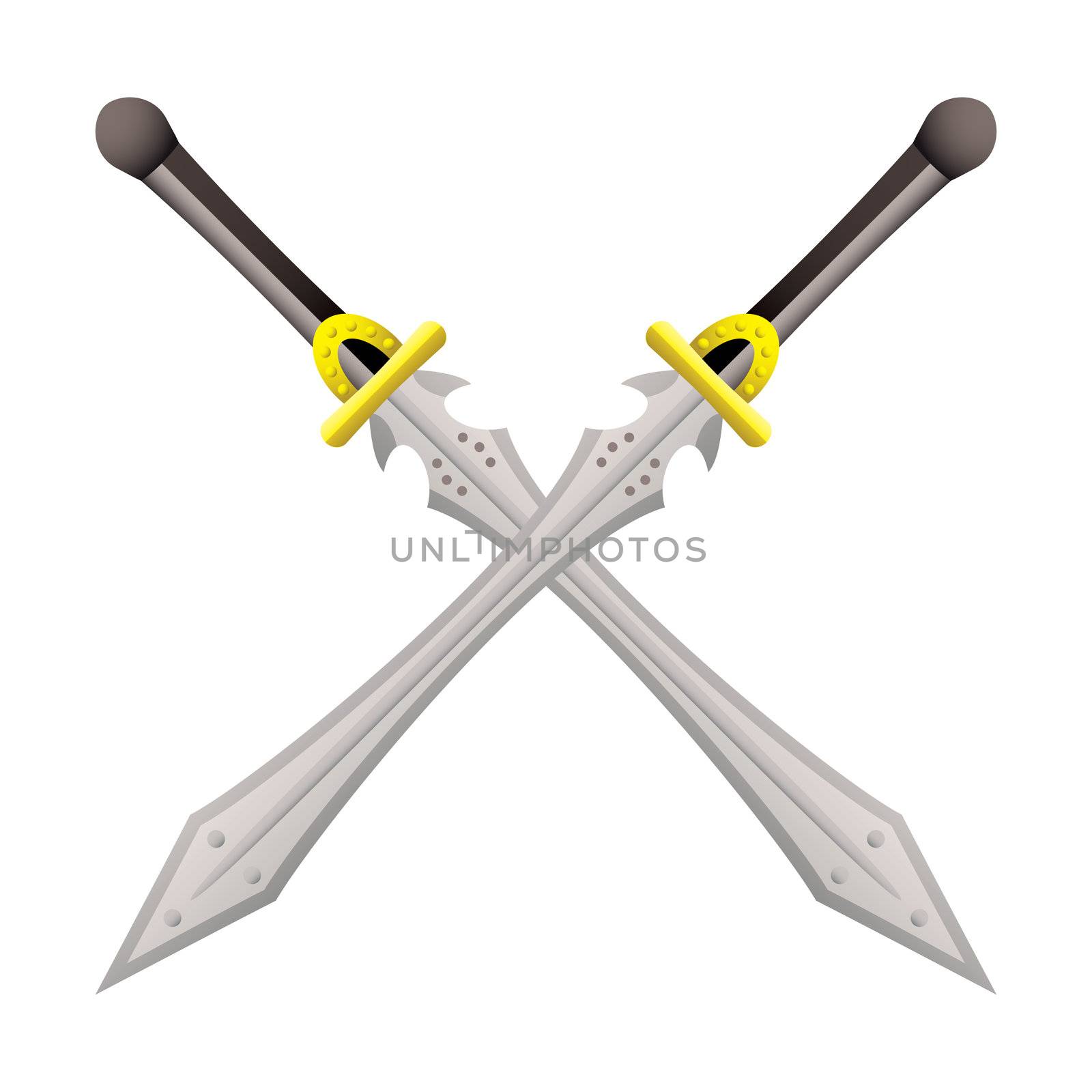 Two large swords crossed ideal for coat of arms