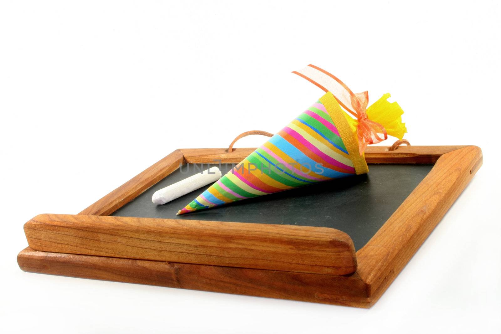 Blackboard with school cone by silencefoto