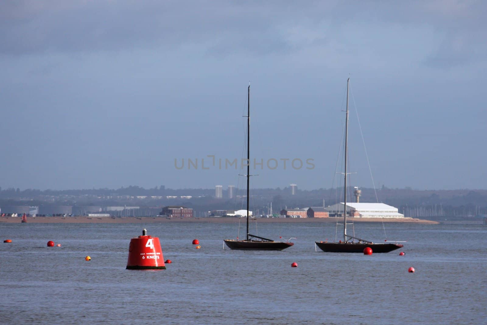 Sailing yachts on a calm Solent