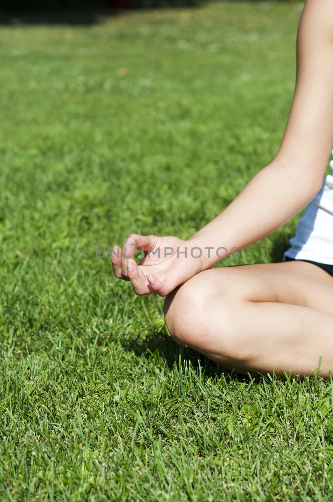 yoga woman on green grass by adam121