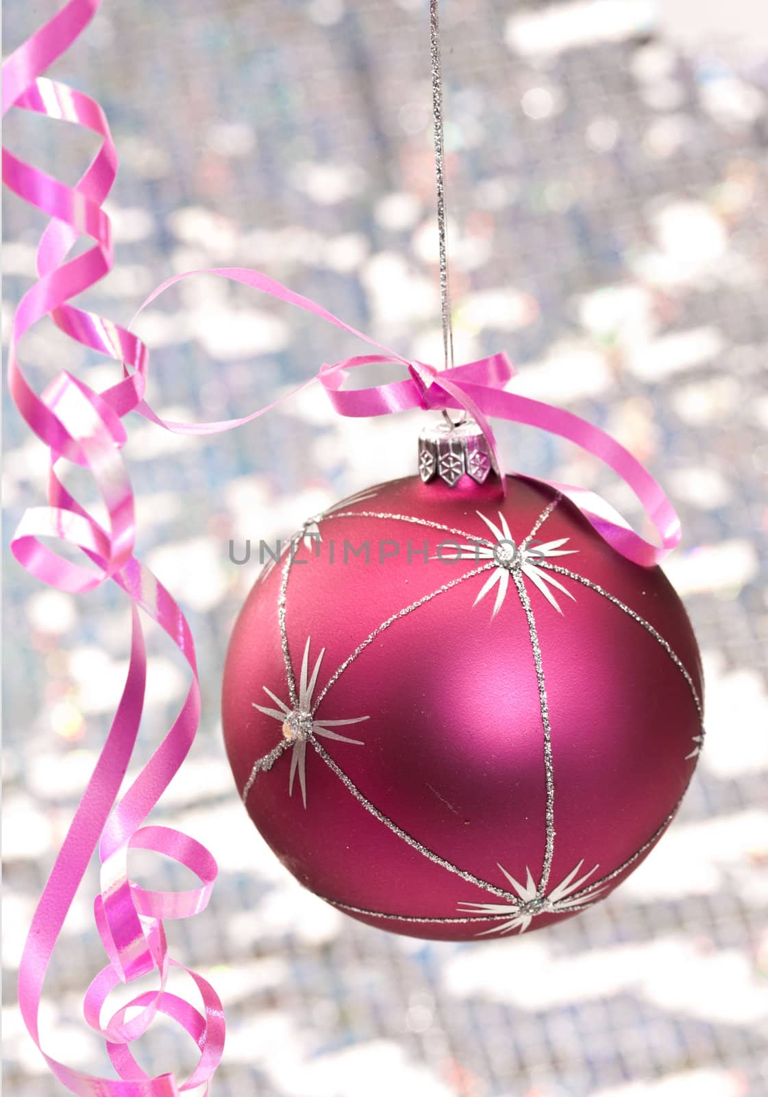 holiday series: christmas pink ball decoration with background