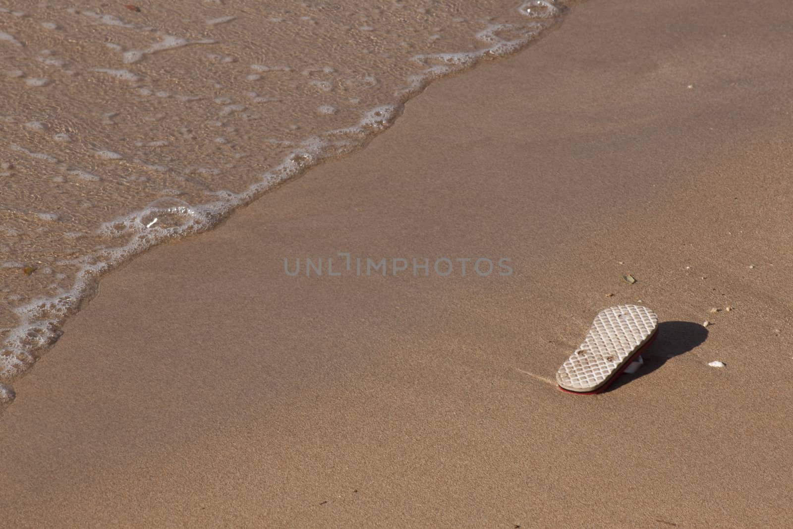abandoned flip flop on the beach
