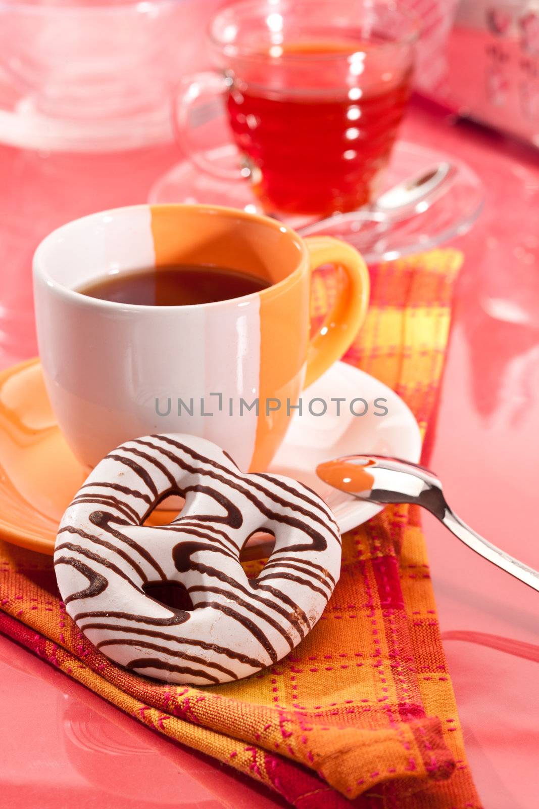 food series: cup of tea with chocolate iced gingerbread